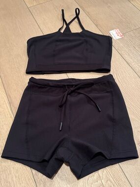 Free People Black Ribbed Crop Top